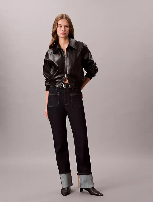 Jeans de ganga largos com bainha reta Jeans de ganga largos com bainha reta