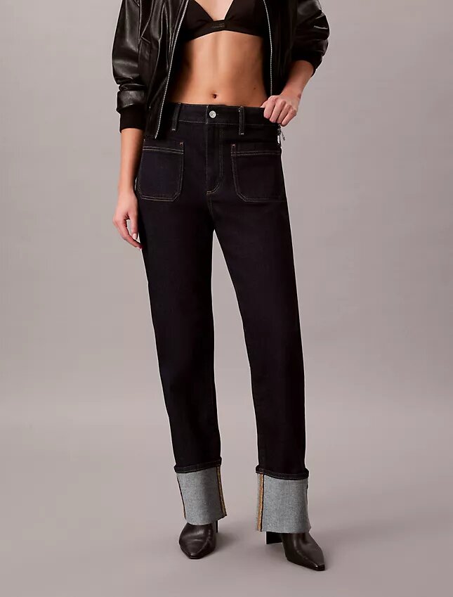 Jeans de ganga largos com bainha reta Jeans de ganga largos com bainha reta