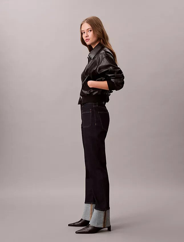 Jeans de ganga largos com bainha reta Jeans de ganga largos com bainha reta