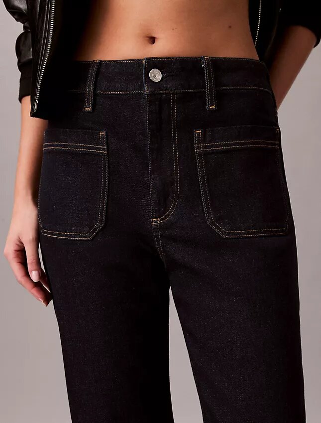 Jeans de ganga largos com bainha reta Jeans de ganga largos com bainha reta