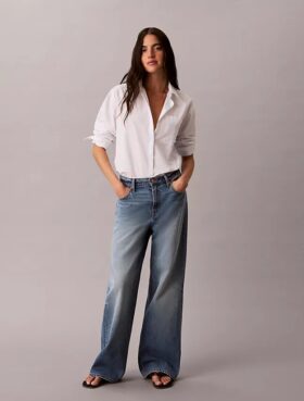 Jeans de ganga largos de cintura baixa