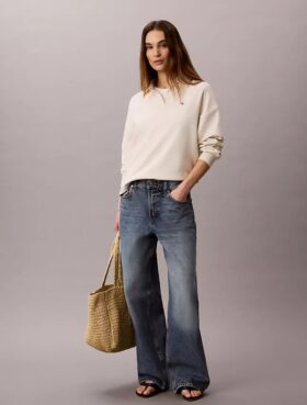 Jeans de ganga largos de cintura baixa