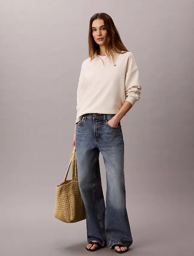 Jeans de ganga largos de cintura baixa Jeans de ganga largos de cintura baixa