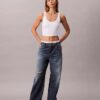 Jeans de ganga largos de cintura baixa Jeans de ganga largos de cintura baixa