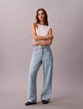 Jeans de ganga largos de cintura baixa Jeans de ganga largos de cintura baixa