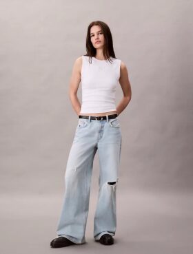 Jeans de ganga largos de cintura baixa