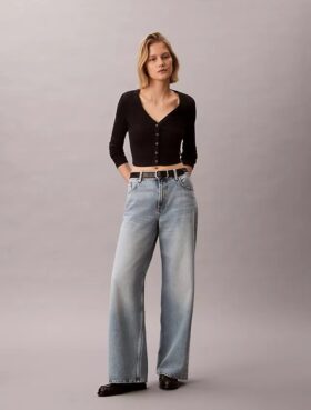 Jeans de ganga largos de cintura baixa