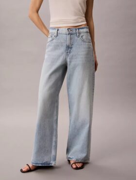 Jeans de ganga largos de cintura baixa Jeans de ganga largos de cintura baixa