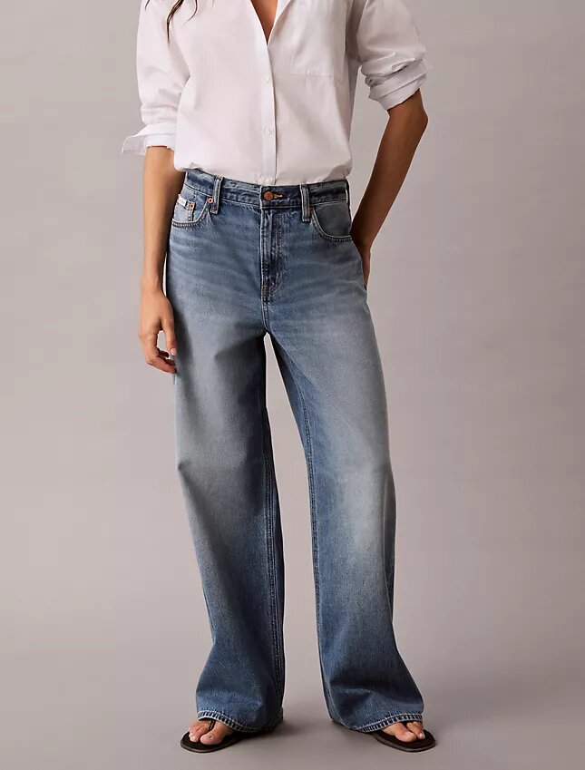 Jeans de ganga largos de cintura baixa Jeans de ganga largos de cintura baixa