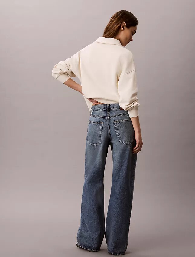 Jeans de ganga largos de cintura baixa Jeans de ganga largos de cintura baixa