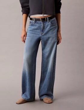 Jeans de ganga largos de cintura baixa Jeans de ganga largos de cintura baixa
