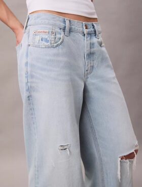 Jeans de ganga largos de cintura baixa