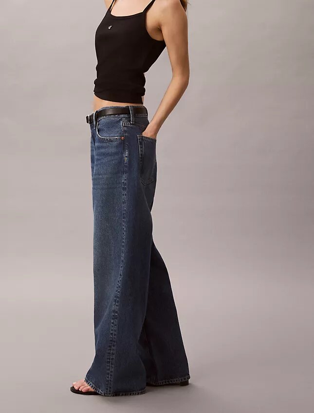 Jeans de ganga largos de cintura baixa Jeans de ganga largos de cintura baixa