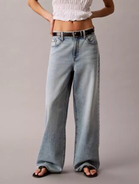 Jeans de ganga largos de cintura baixa