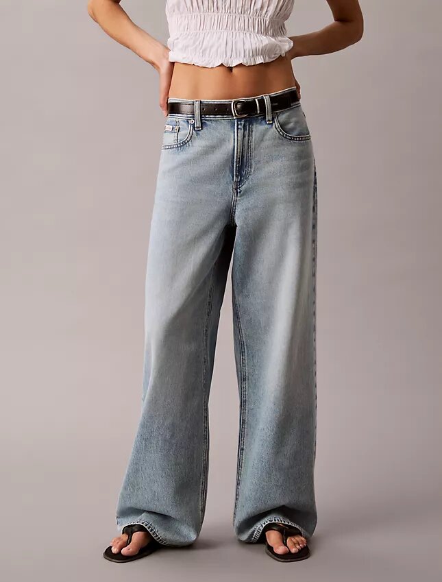 Jeans de ganga largos de cintura baixa Jeans de ganga largos de cintura baixa