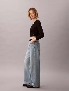 Jeans de ganga largos de cintura baixa