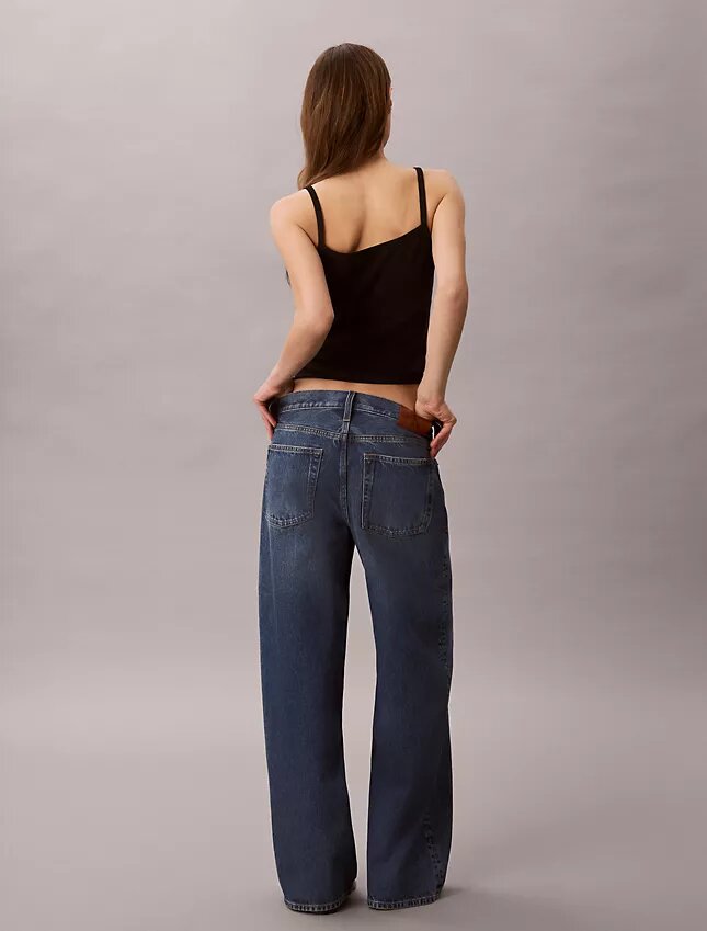 Jeans de ganga largos de cintura baixa Jeans de ganga largos de cintura baixa