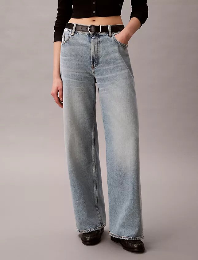 Jeans de ganga largos de cintura baixa Jeans de ganga largos de cintura baixa