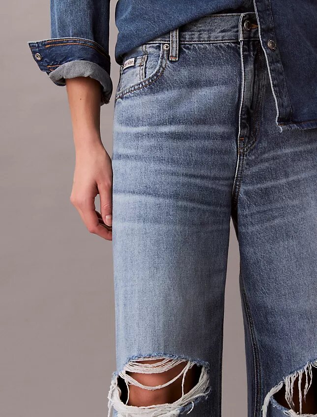 Jeans de ganga largos de cintura baixa Jeans de ganga largos de cintura baixa