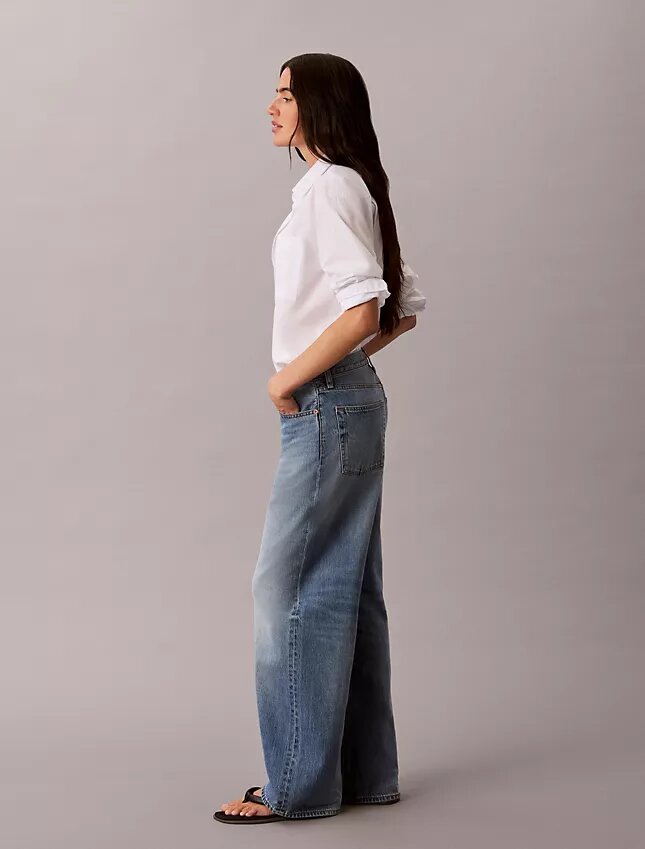 Jeans de ganga largos de cintura baixa Jeans de ganga largos de cintura baixa