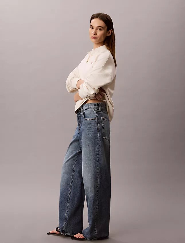 Jeans de ganga largos de cintura baixa Jeans de ganga largos de cintura baixa