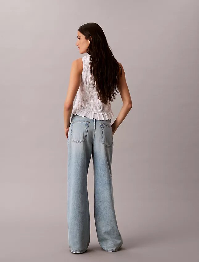 Jeans de ganga largos de cintura baixa Jeans de ganga largos de cintura baixa