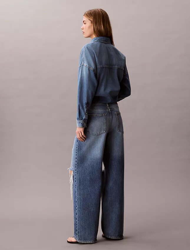 Jeans de ganga largos de cintura baixa Jeans de ganga largos de cintura baixa