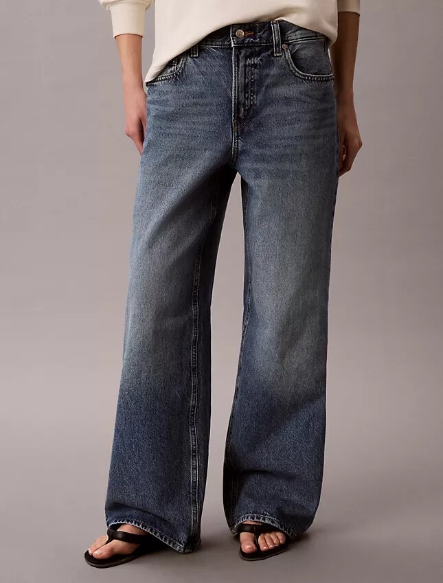 Jeans de ganga largos de cintura baixa Jeans de ganga largos de cintura baixa
