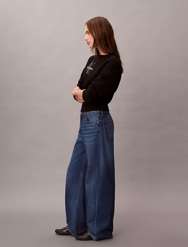 Jeans de ganga largos de cintura baixa Jeans de ganga largos de cintura baixa
