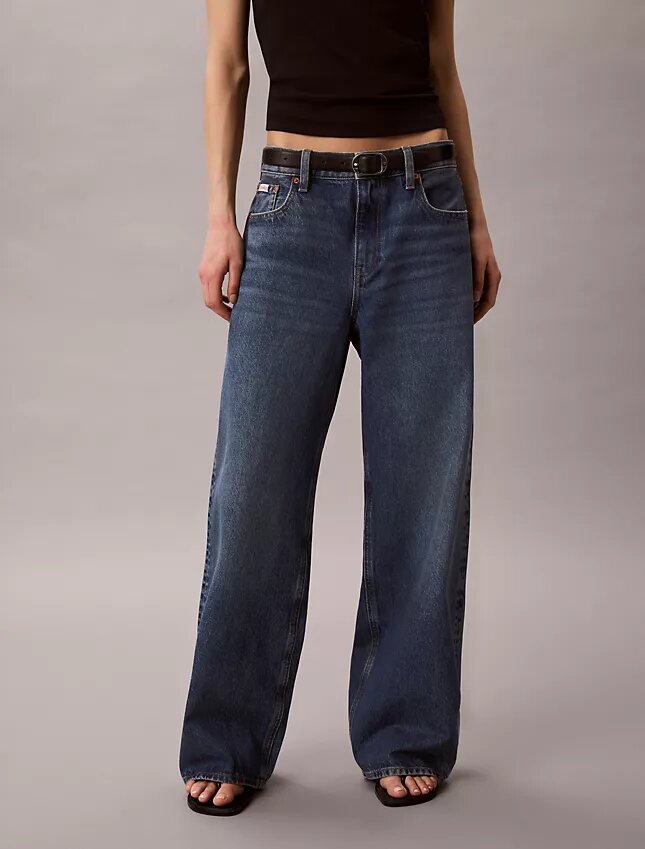 Jeans de ganga largos de cintura baixa Jeans de ganga largos de cintura baixa