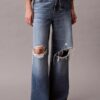Jeans de ganga largos de cintura baixa Jeans de ganga largos de cintura baixa