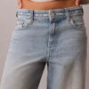 Jeans de ganga largos de cintura baixa com logótipo Jeans de ganga largos de cintura baixa com logótipo