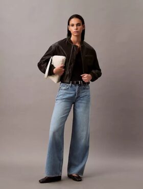 Jeans de perna larga em mistura de liocel