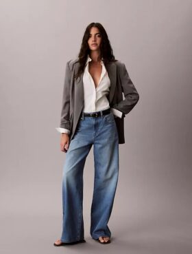 Jeans de perna larga em mistura de liocel