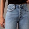 Jeans de perna larga em mistura de liocel Jeans de perna larga em mistura de liocel