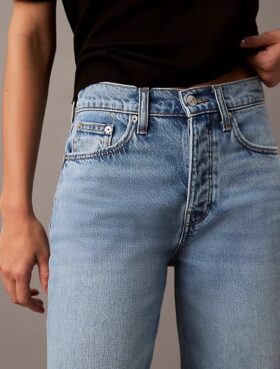 Jeans de perna larga em mistura de liocel