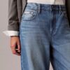 Jeans de perna larga em mistura de liocel Jeans de perna larga em mistura de liocel