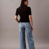 Jeans de perna larga em mistura de liocel Jeans de perna larga em mistura de liocel