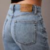 Jeans de perna larga em mistura de liocel Jeans de perna larga em mistura de liocel