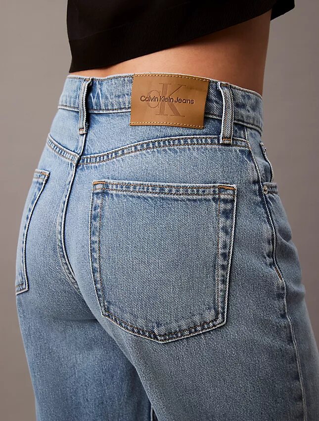 Jeans de perna larga em mistura de liocel Jeans de perna larga em mistura de liocel