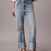 Jeans largos com bainha larga