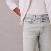Jeans retos padrão em mistura de lã Jeans retos padrão em mistura de lã