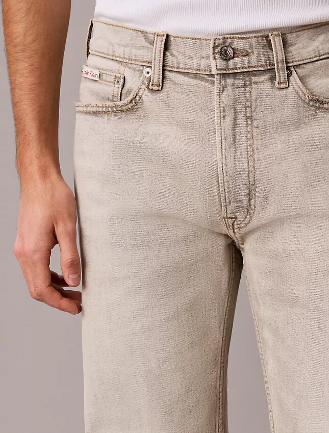 Jeans retos padrão em mistura de lã Jeans retos padrão em mistura de lã
