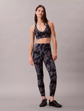Leggings 7/8 com estampado abstrato desportivo suave