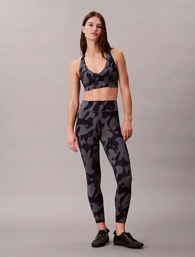 Leggings 7/8 com estampado abstrato desportivo suave Leggings 7/8 com estampado abstrato desportivo suave