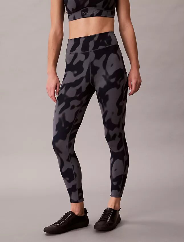 Leggings 7/8 com estampado abstrato desportivo suave Leggings 7/8 com estampado abstrato desportivo suave