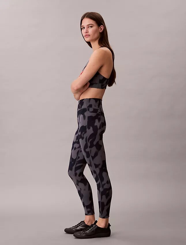 Leggings 7/8 com estampado abstrato desportivo suave Leggings 7/8 com estampado abstrato desportivo suave