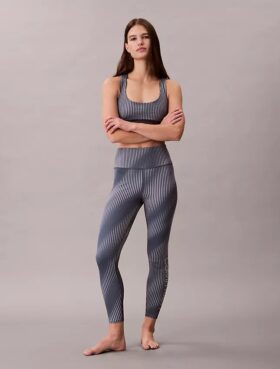 Leggings de cintura alta com 7/8 e estampado desportivo moderno