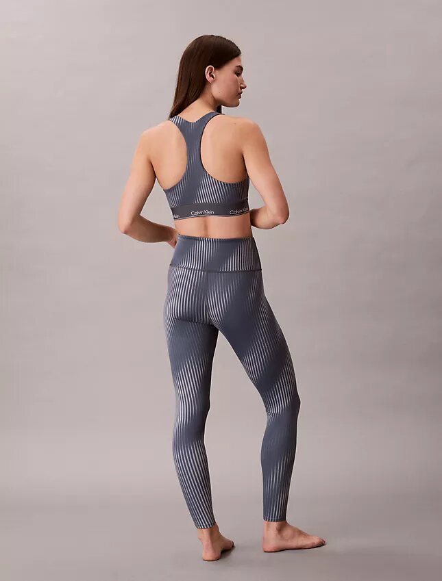 Leggings de cintura alta com 7/8 e estampado desportivo moderno Leggings de cintura alta com 7/8 e estampado desportivo moderno
