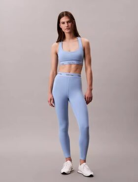 Leggings desportivas modernas de cintura alta com logótipo e comprimento 7/8